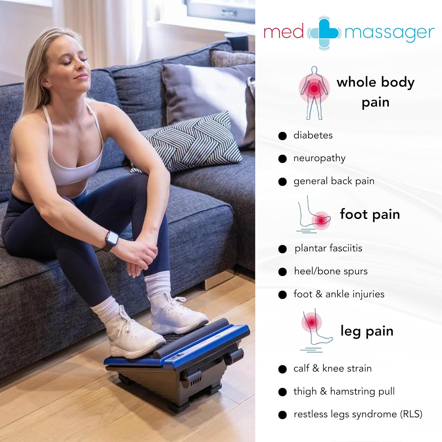MedMassager Classic Foot Massager Deep Tissue Massage Therapy, At-Home Massager, Dual Speed, Portable & Compact, Fast Relief from RLS and Neuropathy, Improves Blood Circulation, Reduces Pain | MMF08