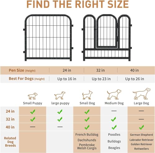 Metal Dog Playpen, 40 Inch Height 16 Panels, Large Dog Fence for Large/Medium/Small Dogs Indoor & Outdoor Bliss, Perfect Dog Pen for Camping, Yard, and RV | Black-Silver