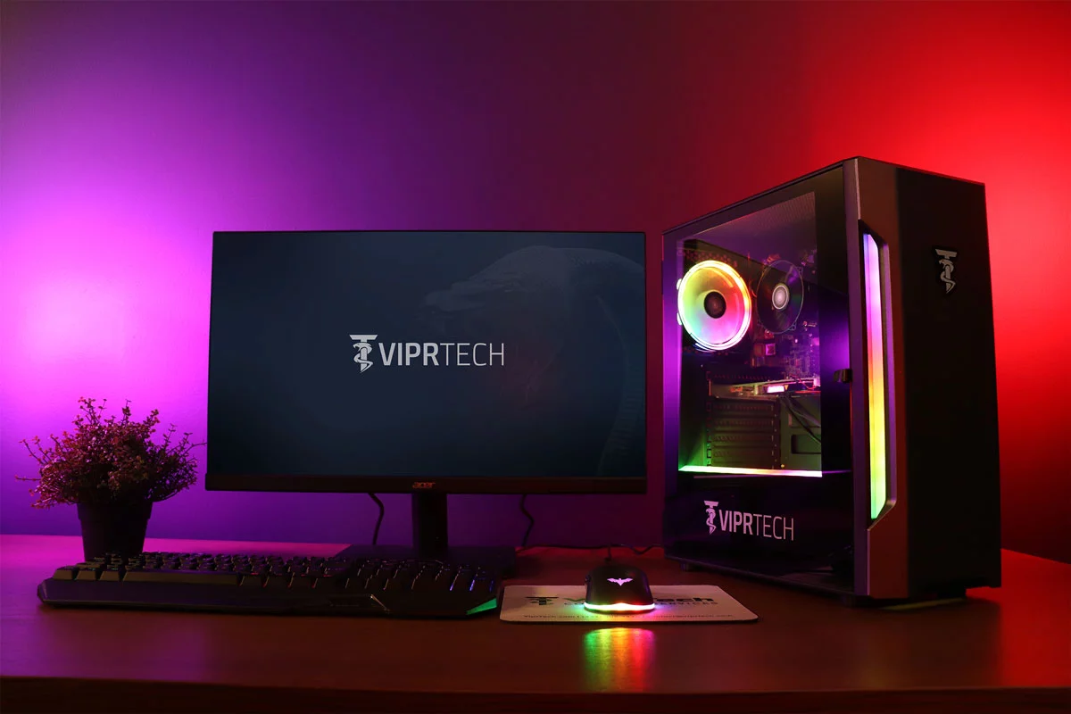 ViprTech Gaming PC Computer Desktop - Intel Core i5, Radeon R7 250 2GB, 8GB RAM, 500GB HDD, RGB, WiFi, Windows 10 Pro, 1 Year Warranty