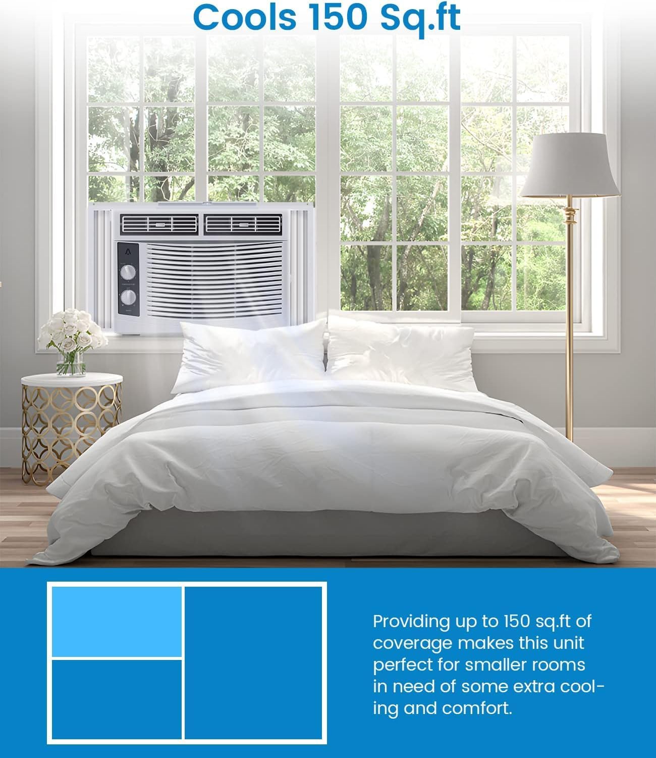 5000 BTU Air Conditioner Window Unit with Easy-to-Use Mechanical Controls, Window AC Unit Fast Cooling up to 150 Sq.Ft. Energy Savings, Quiet Operation, 110-115V