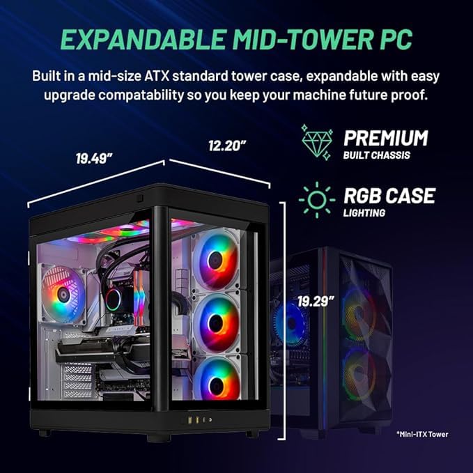 Skytech Omega Gaming PC, Ryzen 7 7700X 4.5 GHz, RTX 4070 Super 12GB GDDR6X, 1TB NVME Gen4, 32GB DDR5 RAM RGB, 750W Gold PSU, Wi-Fi, Win 11 Home