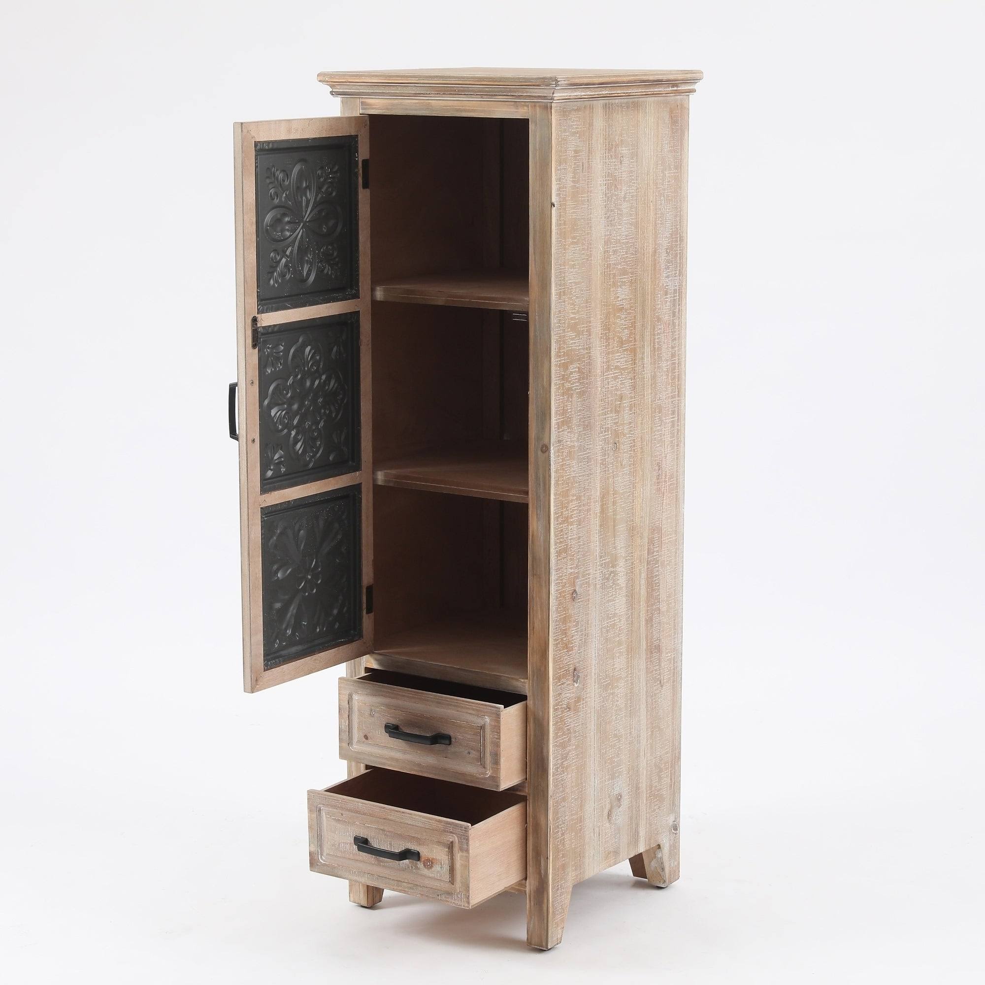 LuxenHome Metal and Wood Tall Tower Cabinet