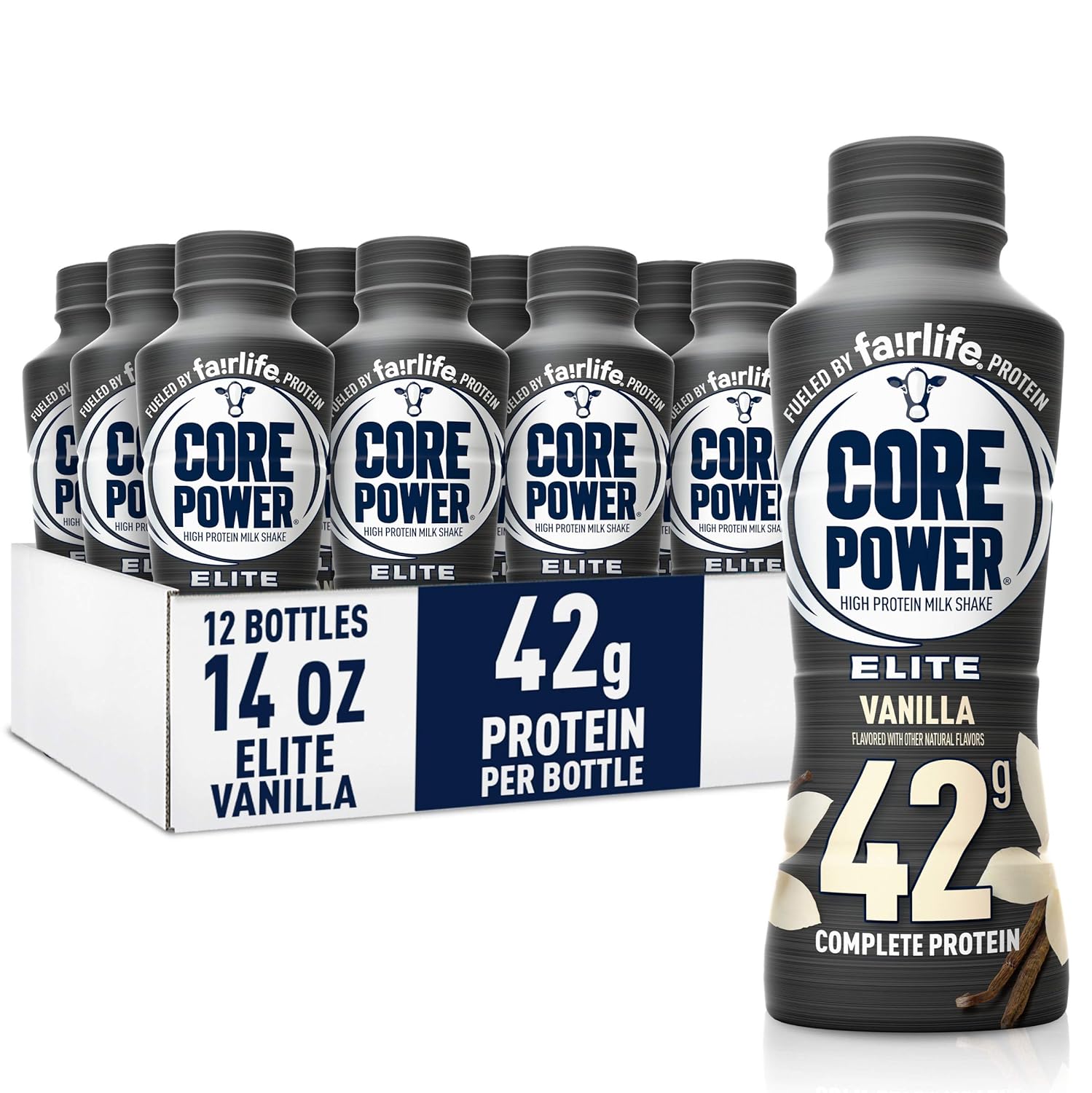 Fairlife Core Power Elite High Protein Shake (42g), Vanilla, Ready To Drink for Workout Recovery, 14 Fl Oz Bottles (12 Pack) Pack of 2