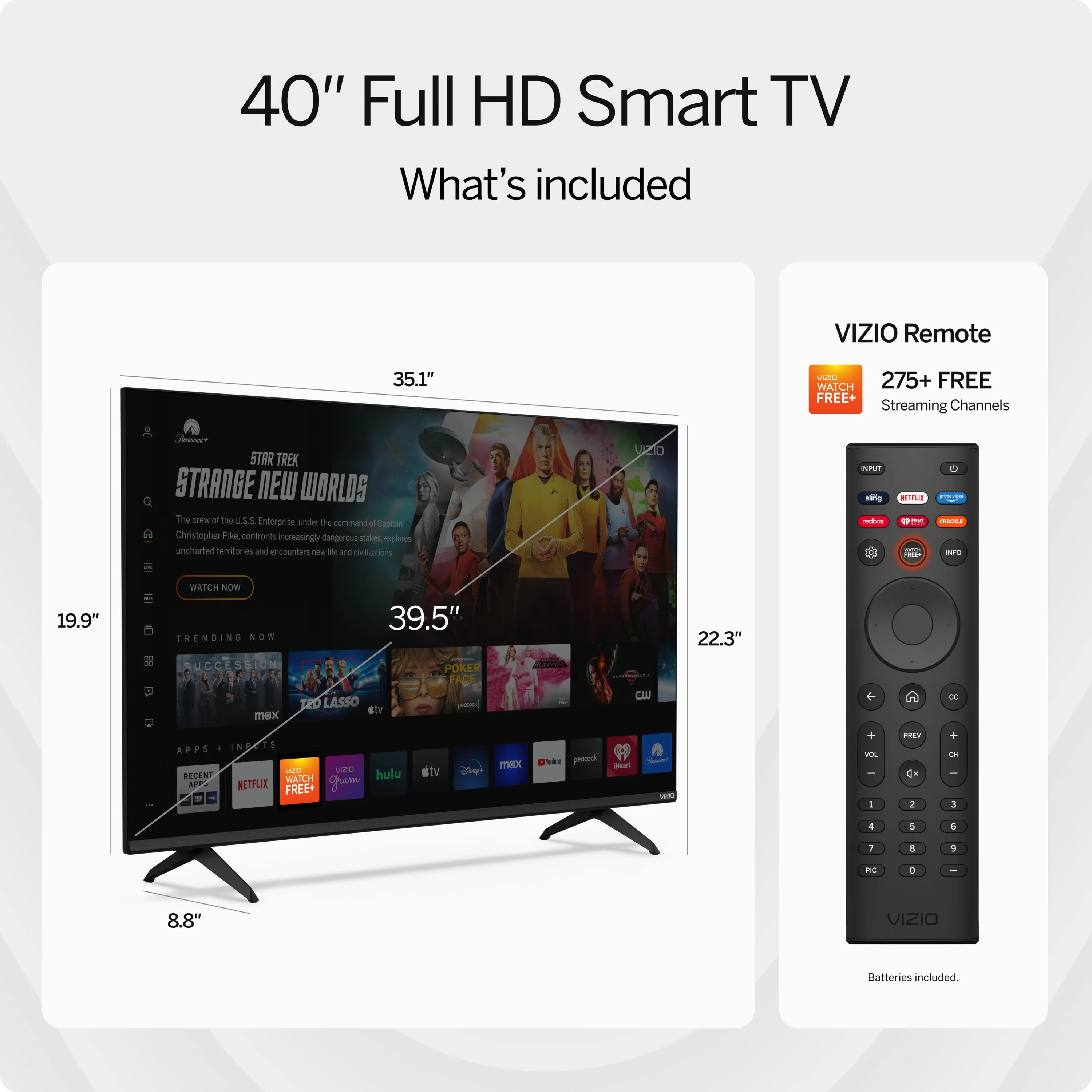 VIZIO 40” Class Full HD 1080p LED Smart TV (New) VFD40M-08