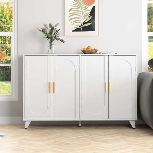 Vibe & Dine Accent Buffet Cabinet, Modern 3 Door Cabinet with Adjustable Shelves, Wooden Sideboard Coffee Bar Cabinet, Entryway Credenza Storage Cabinet for Living Room Hallway