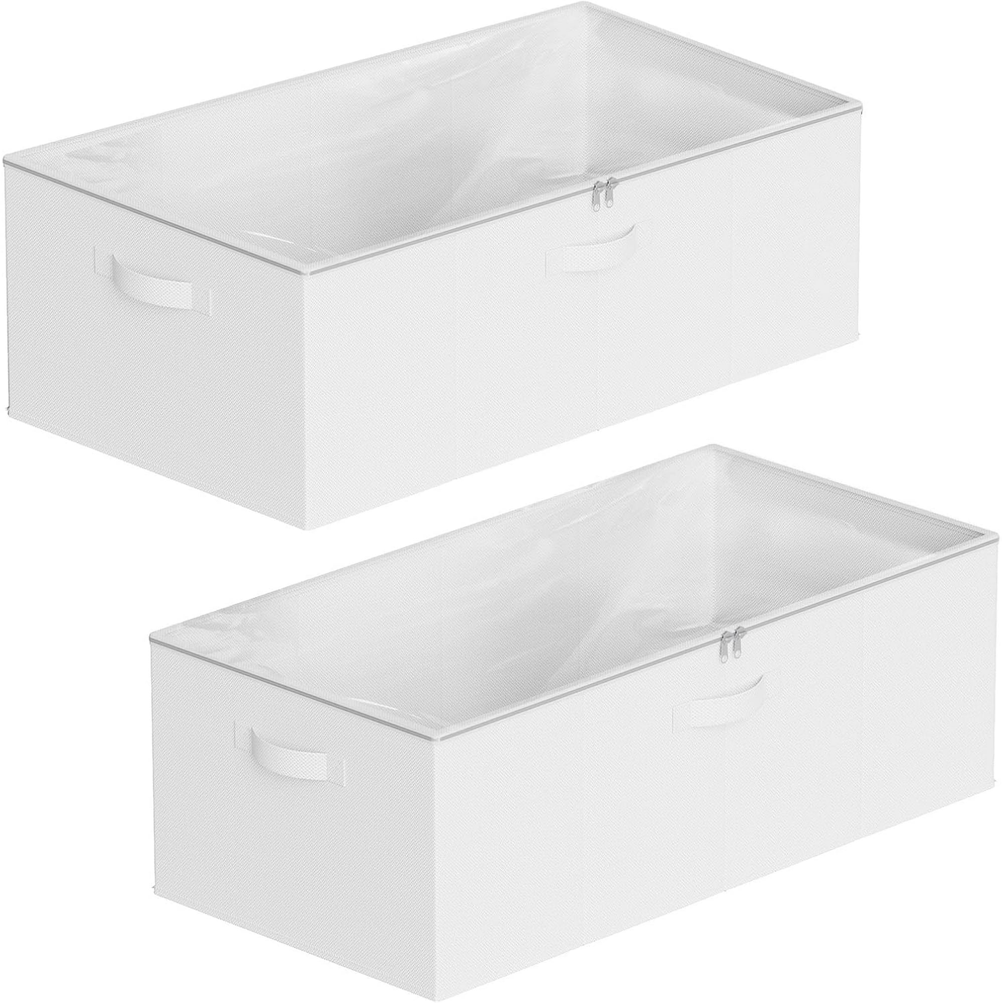 2 Pack 10 High Under Bed Storage Containers, Large Underbed Storage Organizer Bins with Lids for Bedroom, Dorm, Clothes, Closet Organization, Bed Sheets and Blankets (Beige)