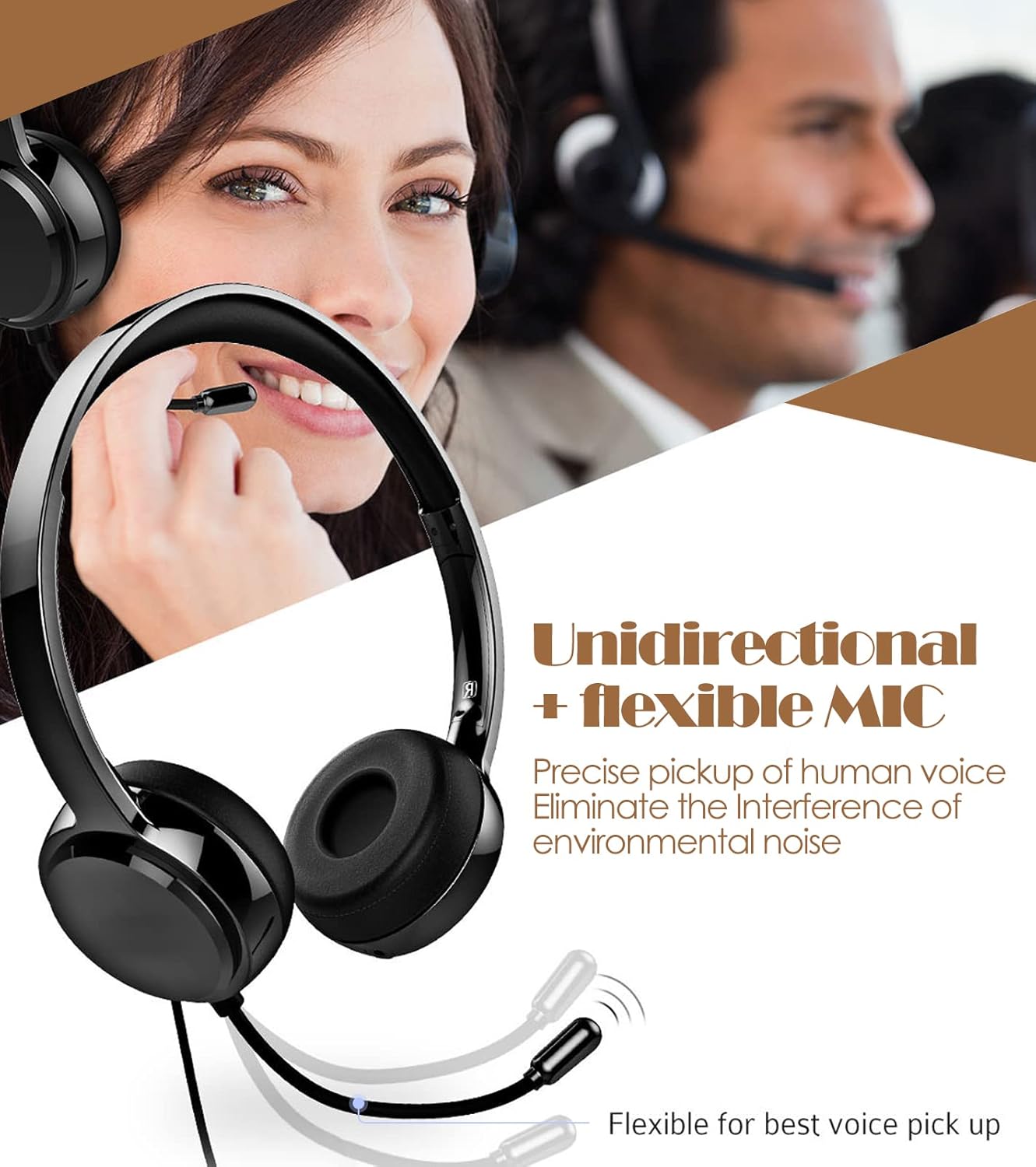 USB Headset with Mic, Headset with Microphone Noise-Cancelling, PC Headset Wired,3.5mm Audio Cable/USB Adapter, Wired Control, for Skype, Business Meetings, Webinars, Office��Call Centres