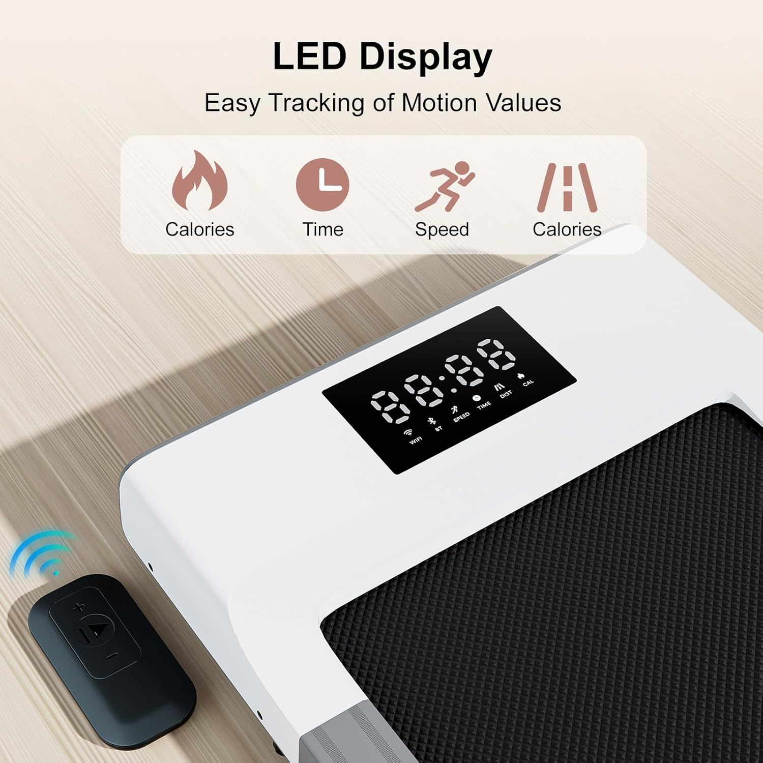 Walking Pad Treadmill, Mini Under Desk Treadmill for Home&Office, Portable Walking Treadmill with Remote Control LED Display(White-45.12" L)
