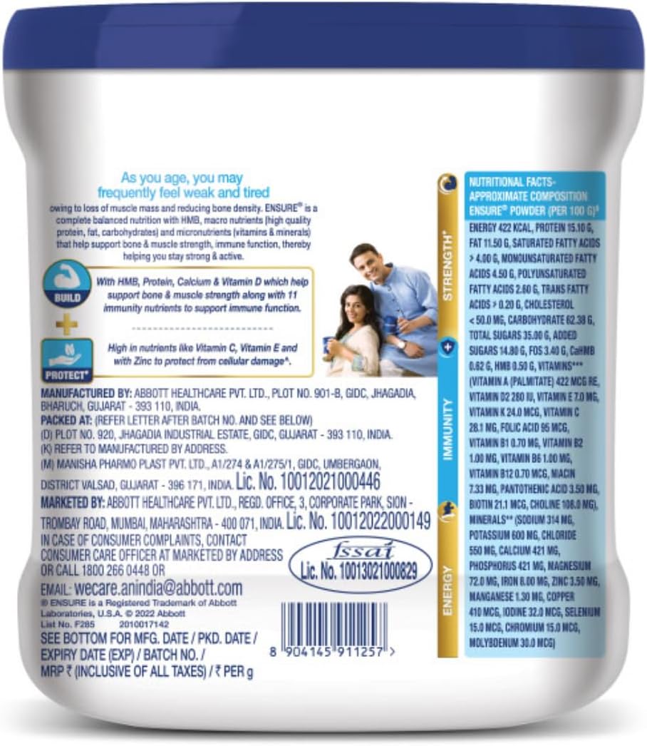 Ensure-Powder Complete Balanced Nutrition Vanilla Flavor 400gm Jar 10 Count