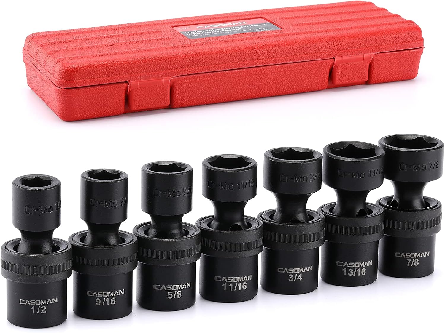 CASOMAN 15 PCS 3/8" Drive Shallow Universal Impact Socket Set, 6 Point, Metric,8-22mm