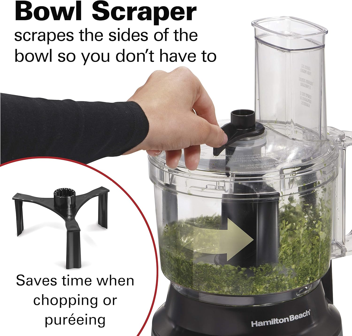 Hamilton Beach Electric Indoor Searing Grill, 118 sq. in. Surface Serves 6, Stainless Steel & Food Processor & Vegetable Chopper, 10 Cups - Bowl Scraper, Stainless Steel