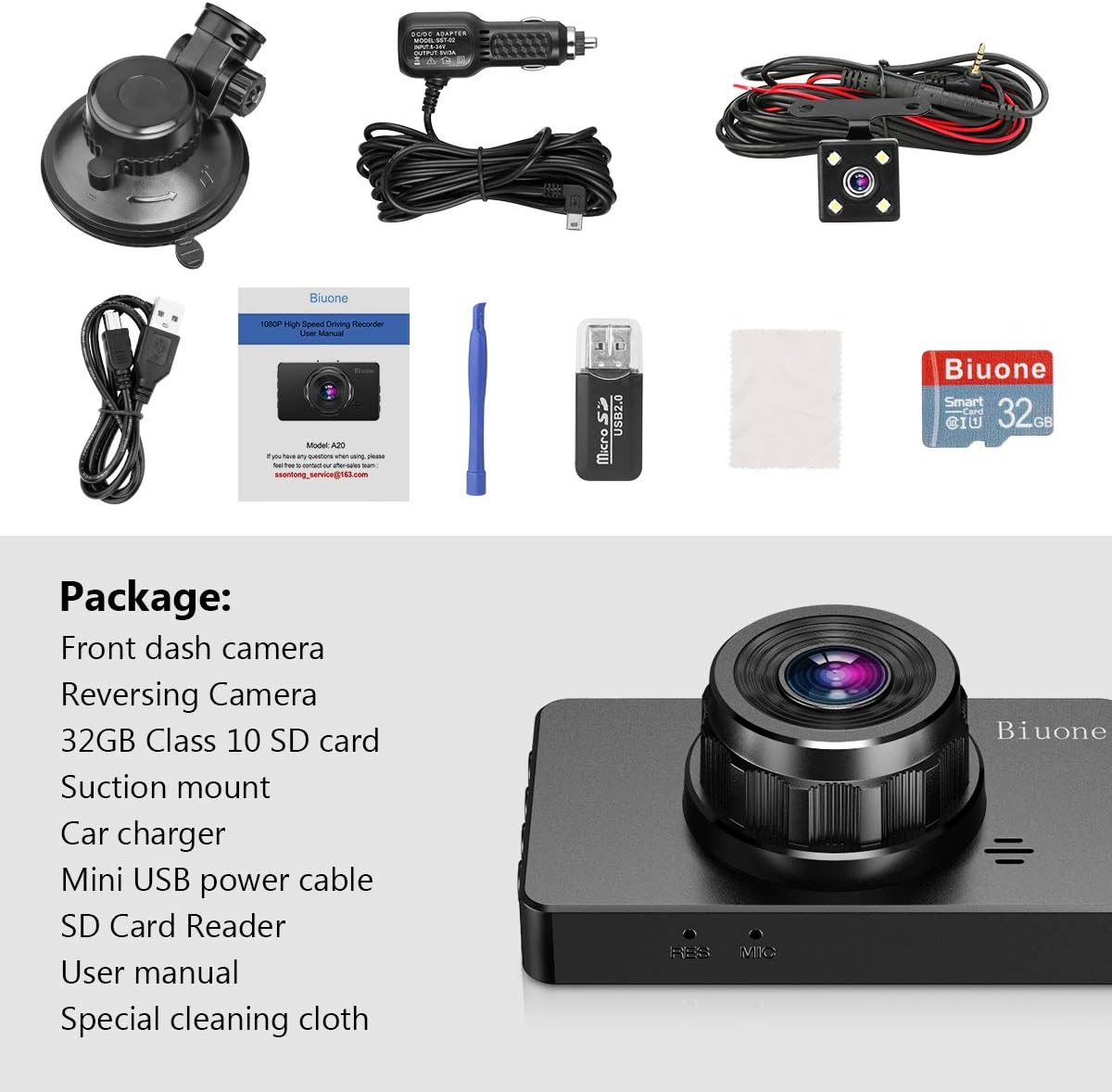 Dash Camera for Cars, Super Night Vision Dash Cam Front and Rear with 32G SD Card, 1080P FHD DVR Car Dashboard Camera with G-Sensor, WDR, Parking Monitor, Loop Recording, Motion Detection 【2022】 Pack of 2