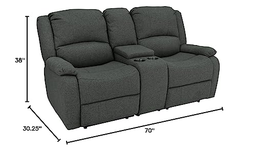 RecPro Charles 94" Double Recliner RV Sofa with Convertible Console | Zero Wall Reclining Sofa for Camper | Wall Hugger Couch | Fifth Wheel Theater Seating | Replacement RV Furniture | Fossil Cloth