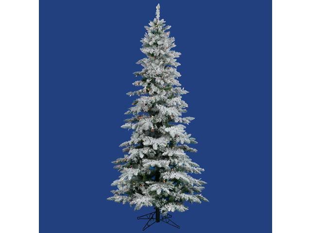 Vickerman 7.5 ft. Flocked Slim Utica Fir Multi LED Christmas Tree