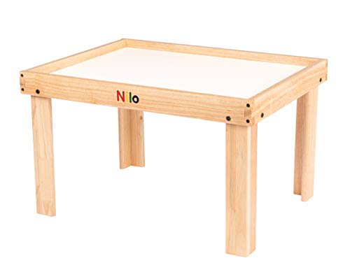 NILO Kids Play Table Set with 2 Compatible Lego Duplo Detachable Two-Sided Baseplates/Boards/Mats (N34 Activity Table without Holes, 24x32x20 and 2X Green Base Plates 12x32)