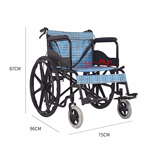 Extra-Wide Wheelchair, Heavy Duty Bariatric Wheelchair - Folding Transport Chair for Adults with Comfortable Full Arms and Swing-Away Footrests, 20" Wide Seat,418 Lbs Weight Capacity,Blue