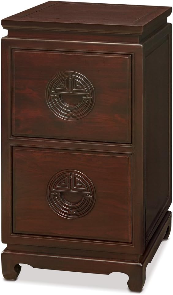 China Furniture Online Elmwood Chinese File Cabinet, 2 Drawers with Longevity Design in Dark Cherry