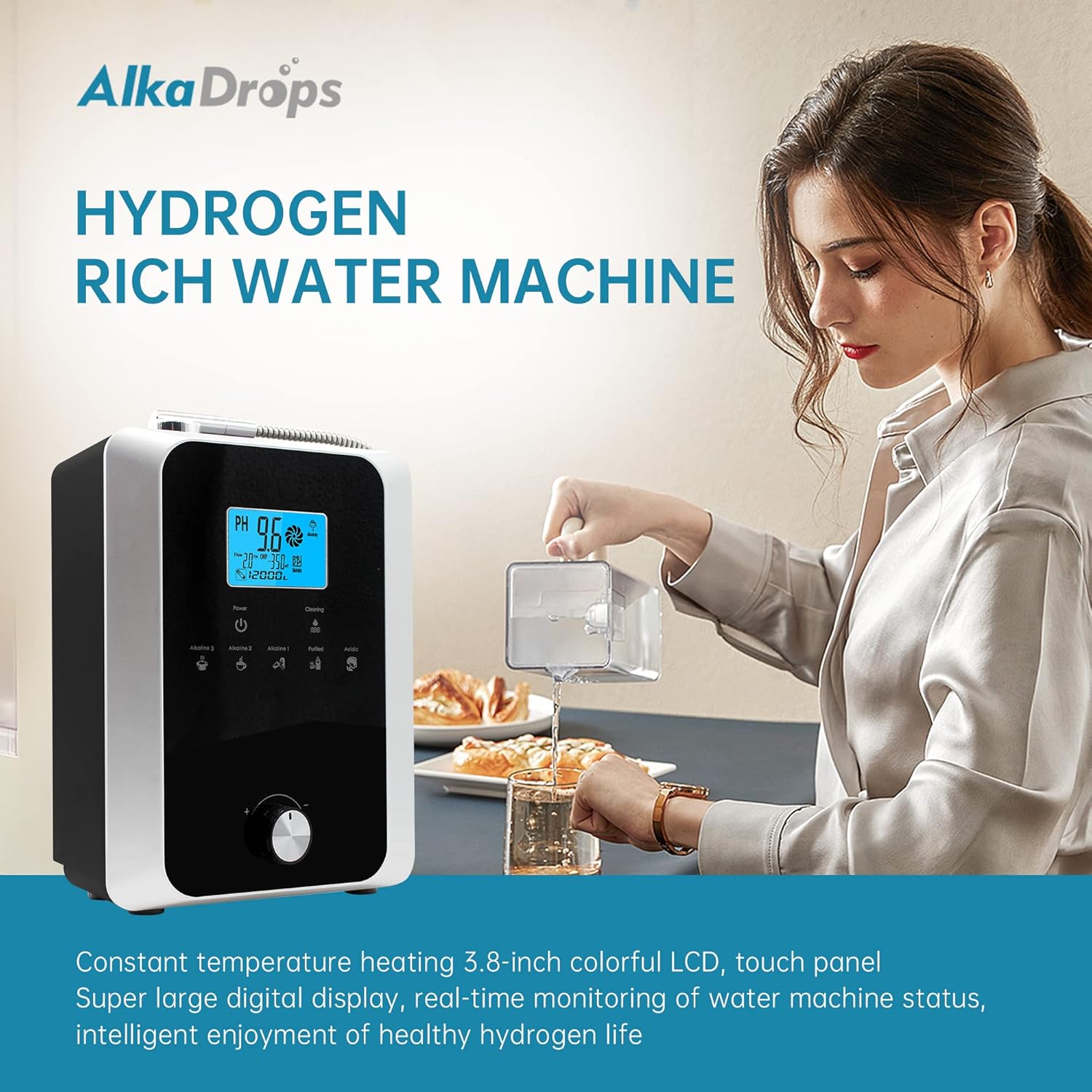 Water Ionizer and Water Purifier Machine,PH 3-11 Alkaline Acid Water Machine,Up to -800mV ORP, 8000 Liters Per Filter,11 Plate Electrode,Regulation Valve to Control PH and ORP/Auto-Cleaning