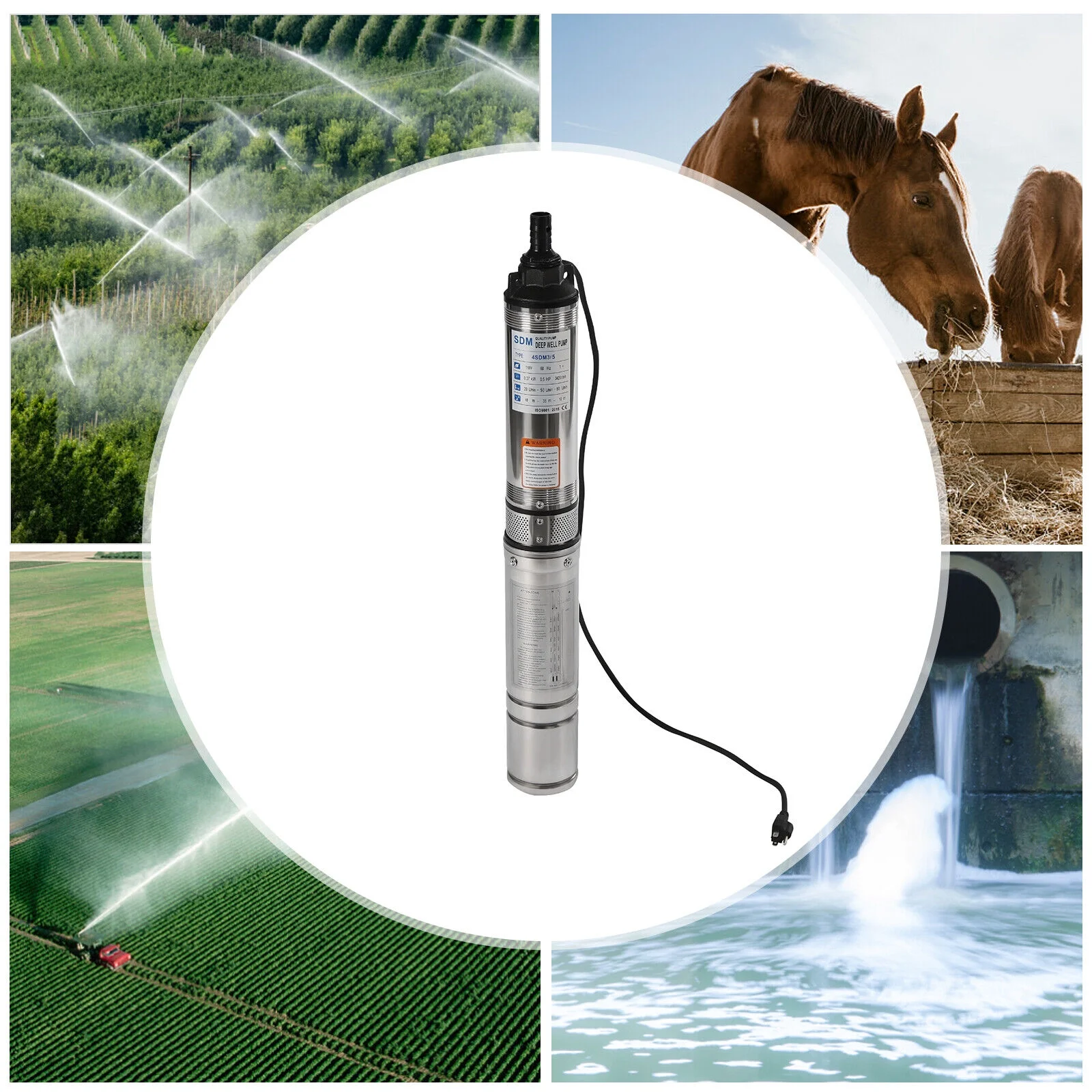110V Submersible Deep Well Water Pump Stainless Steel Submersible Well Pump
