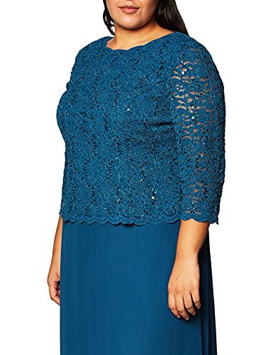 Alex Evenings Women's 3/4 Sleeve Stretch Lace Bodice One Piece Mother of The Bride Dress (Petite and Regular Sizes)