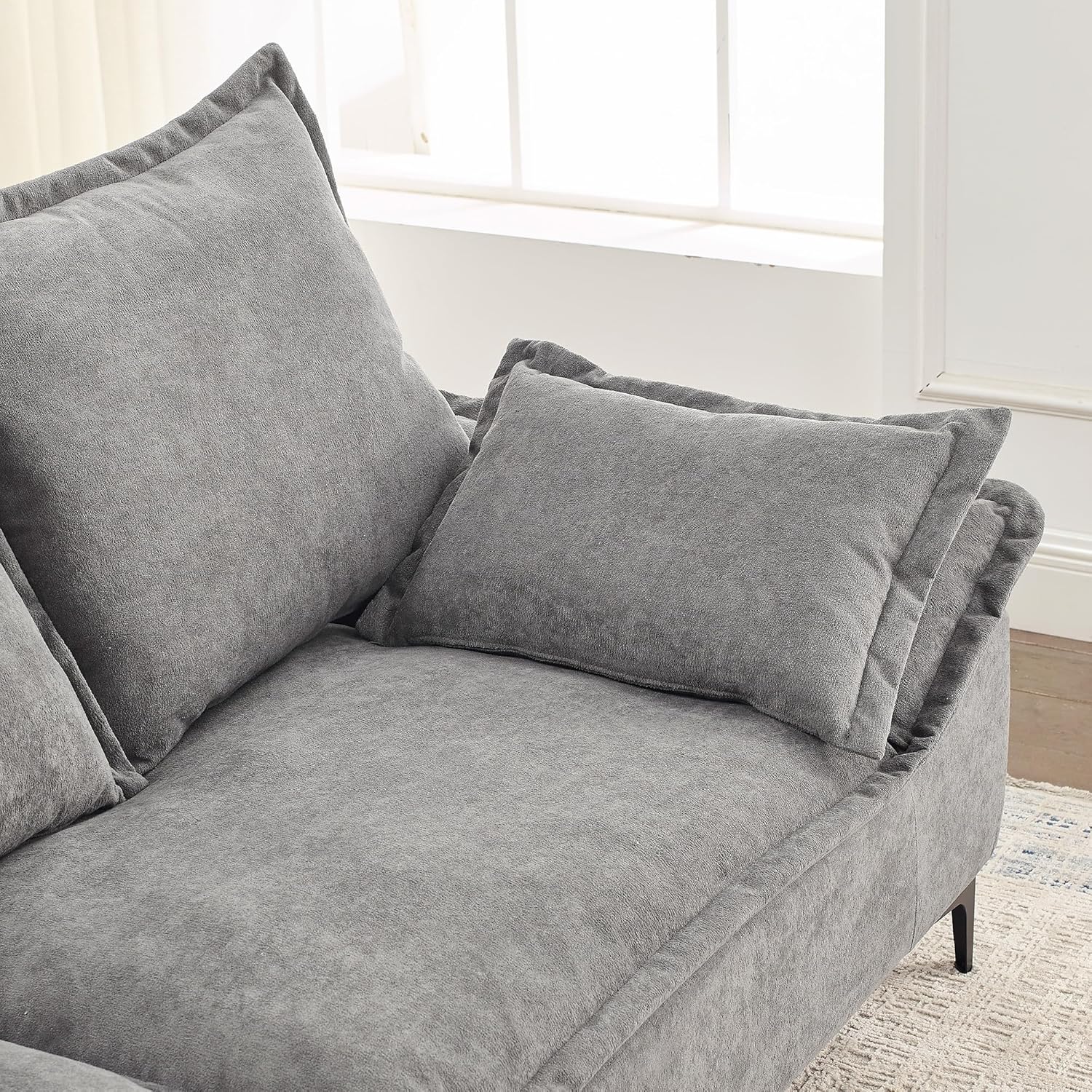 88.5" Sofa for Living Room, Modern Sofa Couch Sailboat Couches Dutch Velvet 3-Seater Sofa with 2 Pillows for Bedroom Apartment Small Space Grey