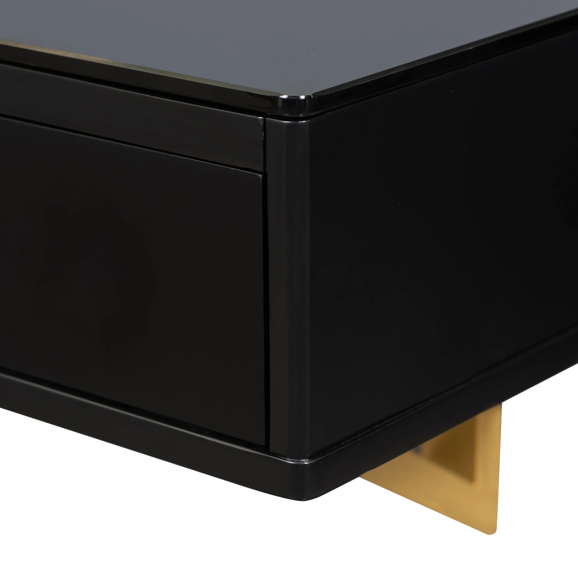 EUROCO 47" Wall-Mounted Vanity Table Floating Makeup Table with 3 Drawer，Metal Handles and Multifunctional Notches, for Bedroom, Bathroom, Hairdressers, Black and Golden
