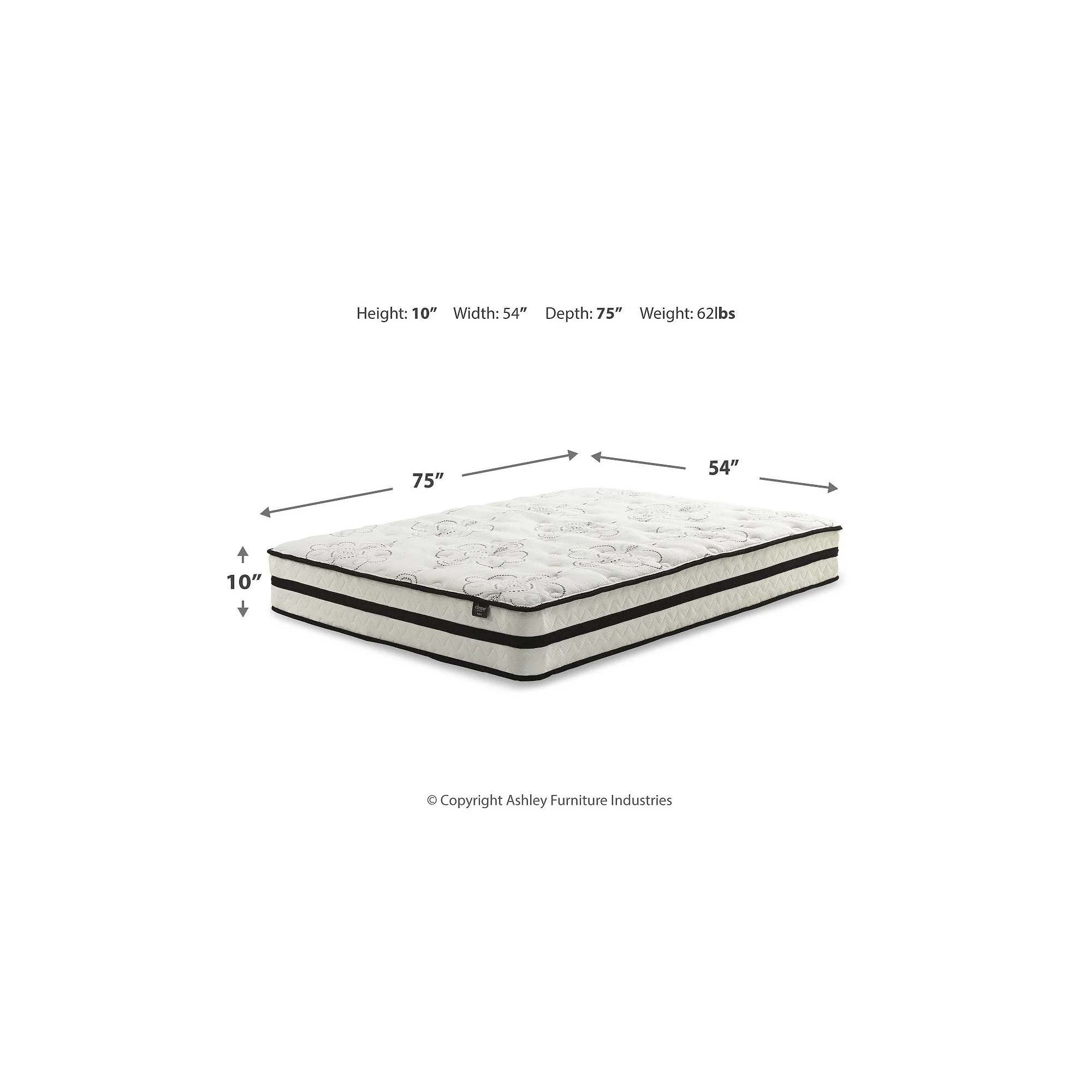 Signature Design by Ashley  Chime 10 Inch Hybrid Full Mattress in a Box  White