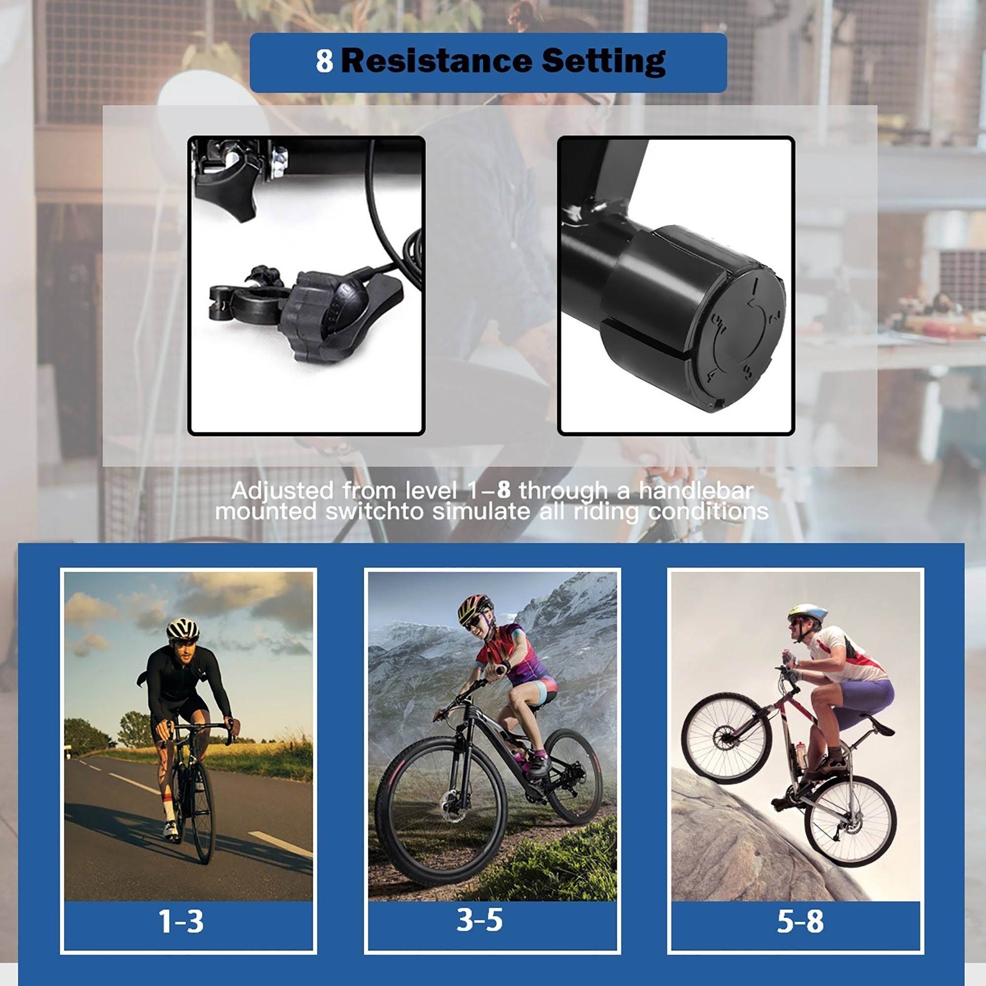 Costway Magnetic Indoor Bicycle Bike Trainer Exercise Stand 8 Levels - Black