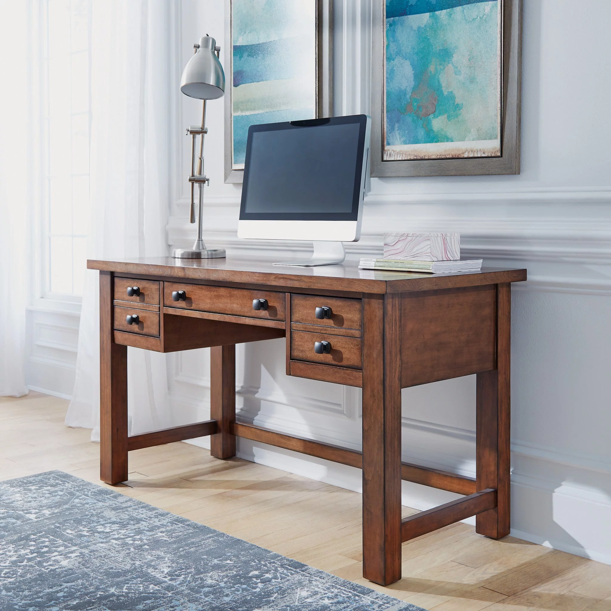 Homestyles Tahoe Wood Writing Desk in Brown