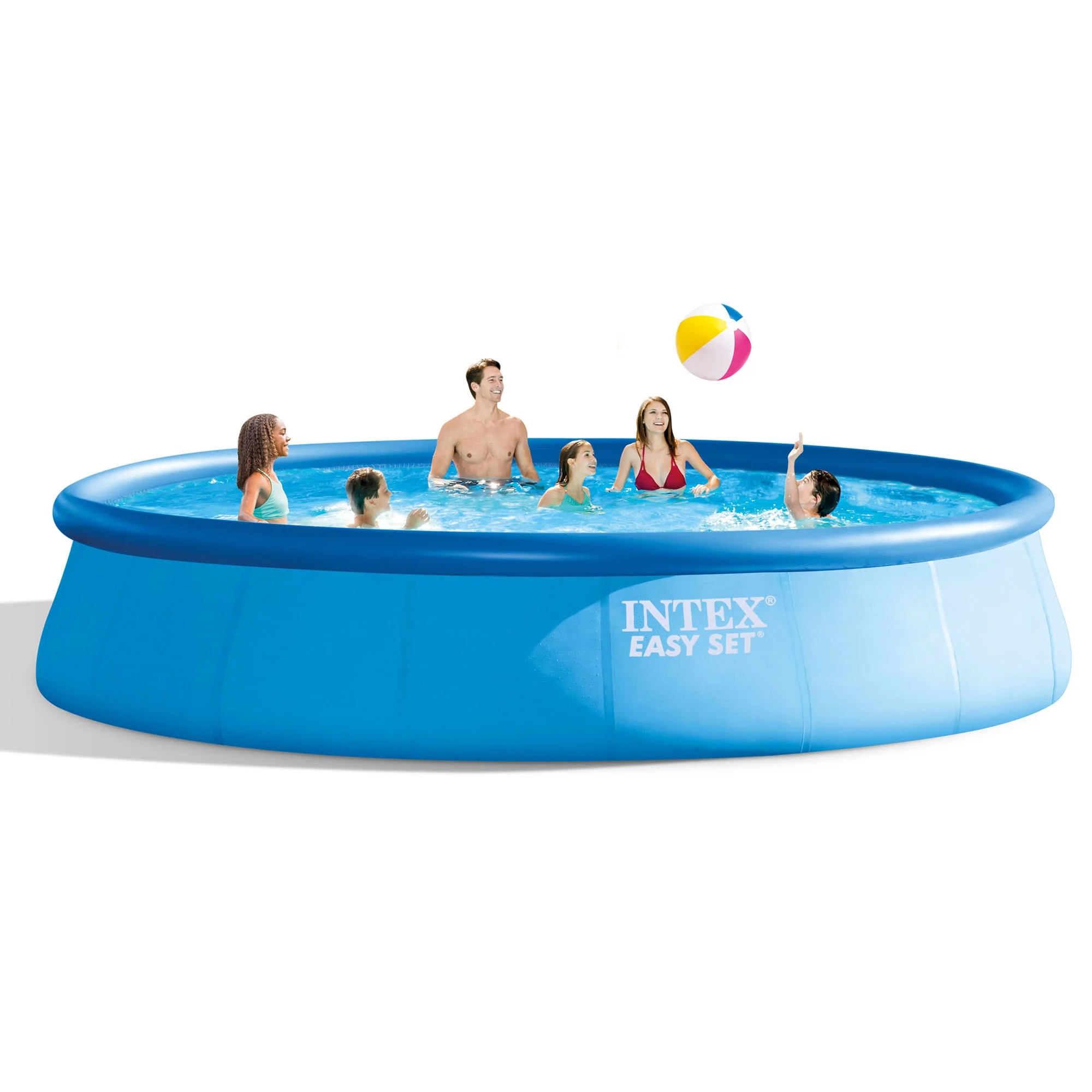 Intex: Easy Set 18' x 48" Inflatable Pool w/ Filter Pump, Above Ground Pool Set, 5455 Gallon Capacity, Hydro Aeration Technology, Includes Filter Pump, Ground Cloth, Pool Cover & Ladder,  Ages 6+