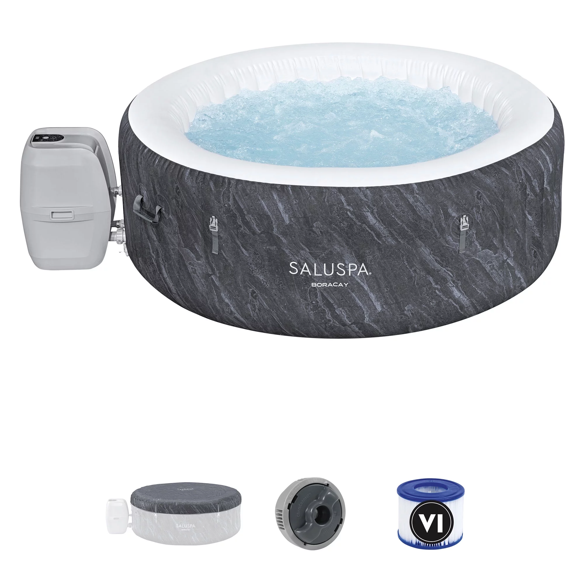 Bestway SaluSpa Boracay AirJet Inflatable Hot Tub with 120 Jets, Gray