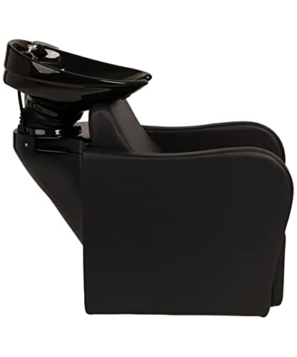 Buy-Rite Lexus Backwash Unit - Salon Shampoo Chair & Tilting Porcelain Shampoo Bowl, European Style Single Handle Faucet, Extra Wide Seat and Kick-Out Leg Rest, TS-8018B