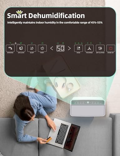 4500 Sq. Ft Dehumidifier for Basement, 50 Pints for Bedroom and Large Home, Bathroom with Drain Hose for Continuous Drainage, 5L Water Tank