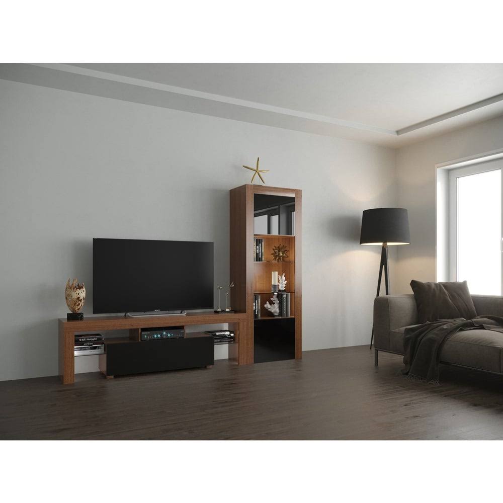 Milano Set 160-BK Modern Wall Unit Entertainment Center - Black