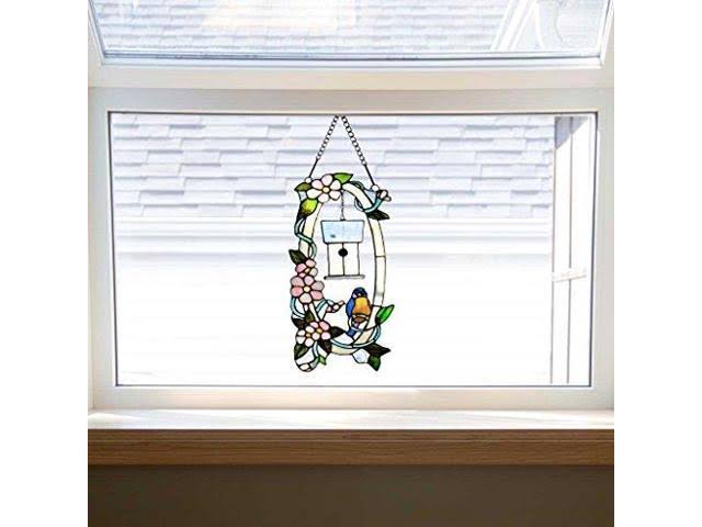 River of Goods Stained Glass Tropical Birds Window Panel