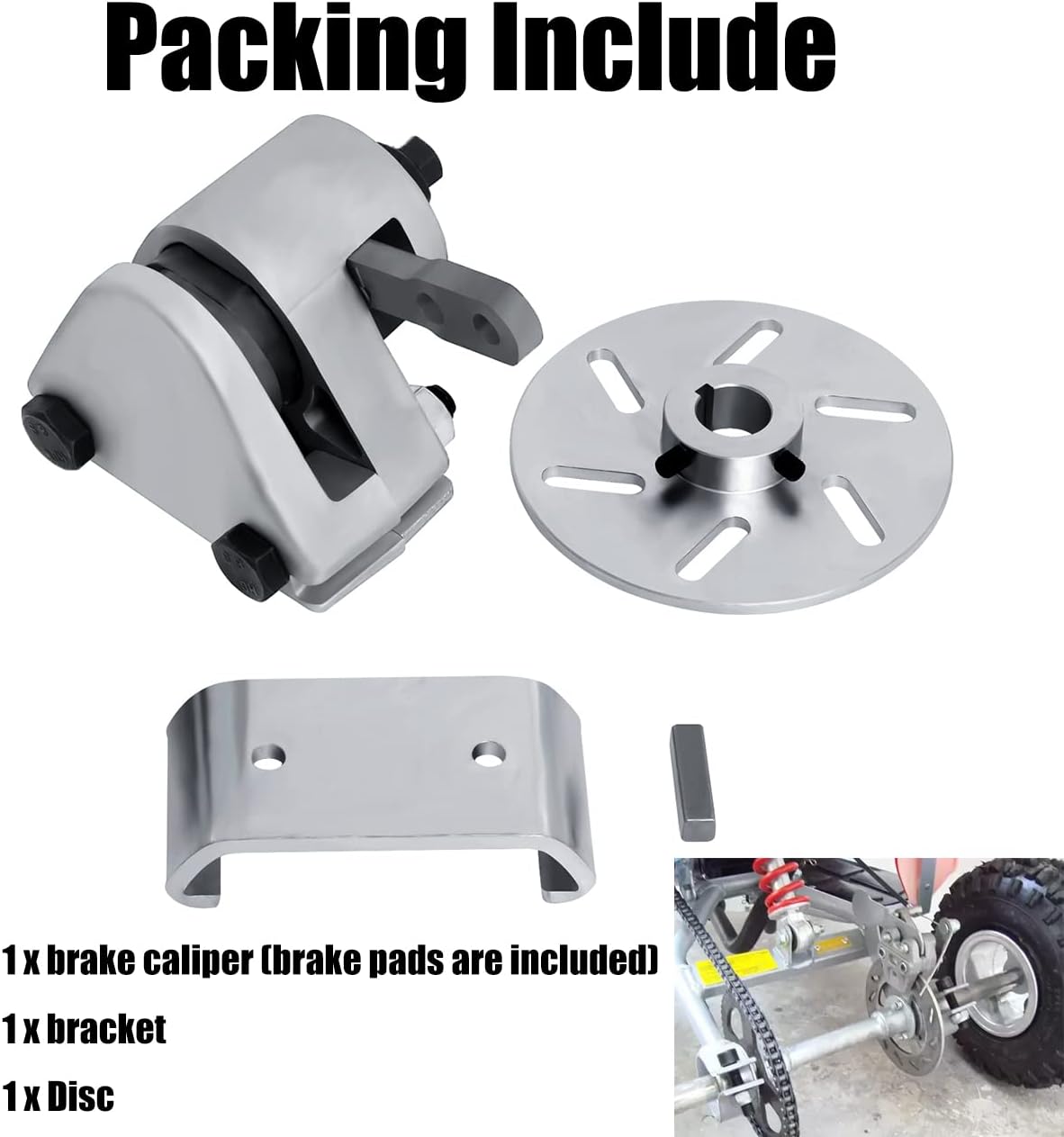 Mechanical Brake Caliper Go Kart Kit with Bracket Rotor for Manco 9598 9597 Yerf-Dog ASW Bristers Airheart MB-1 Predator 212cc 196cc 6.5hp GX160 Go Kart Disc Brakes Go Kart Brake Kit Pack of 2