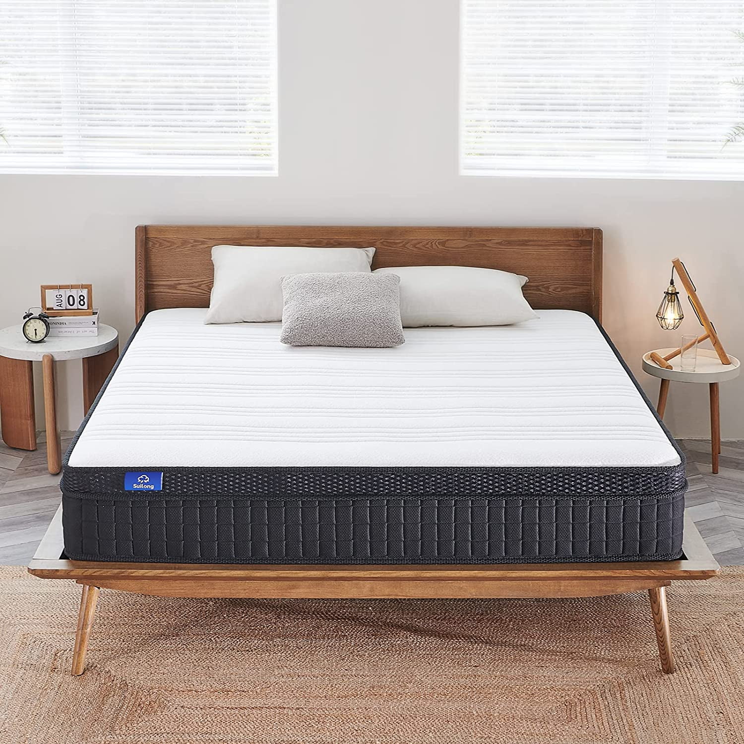 SUI LONG 12 Inch King Mattress, Spring and Memory Foam Hybrid Mattress, Mattress in a Box, Medium Firm