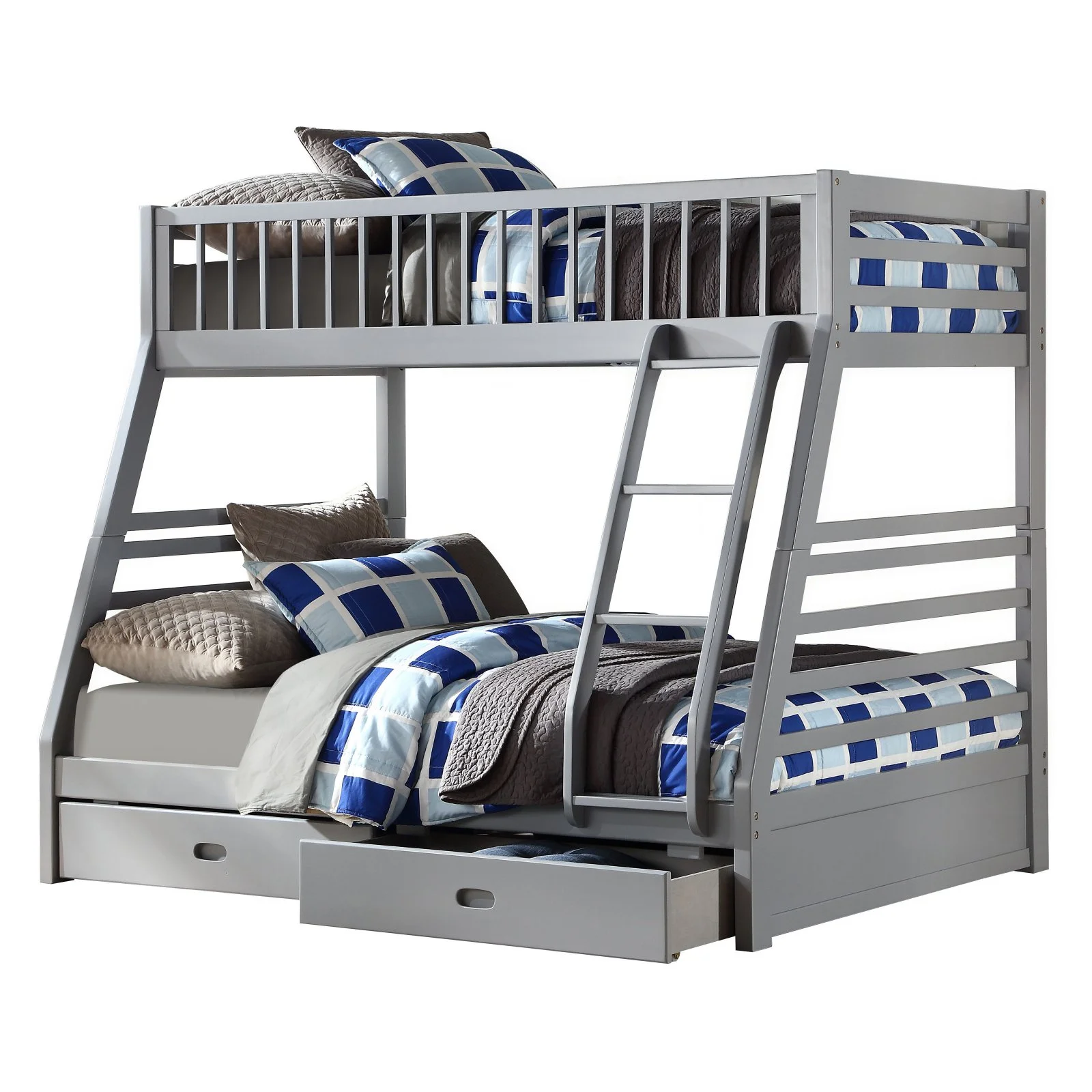 ACME Jason Twin over Full Bunk Bed with 2 Drawers in Gray