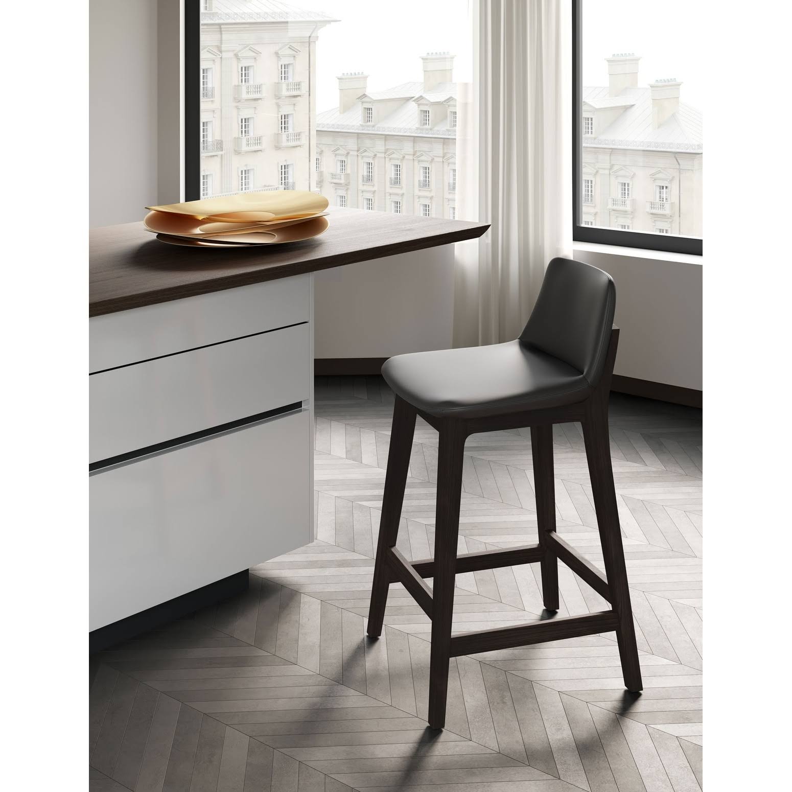 Modloft Mercer Counter Stool - Graphite Eco Leather