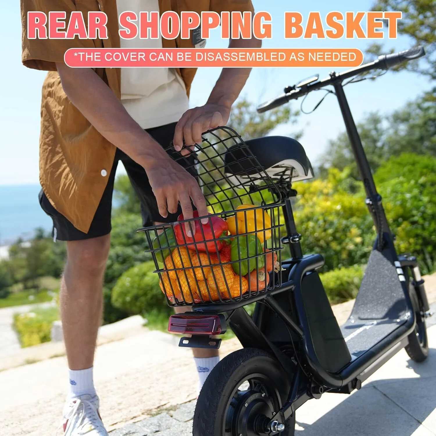 EVERCROSS Electric Scooter with Seat for Adult, 400W Motor up to 22 Miles Range & 18.6Mph, 12" Pneumatic Tire Foldable Scooter with Seat & Carry Basket