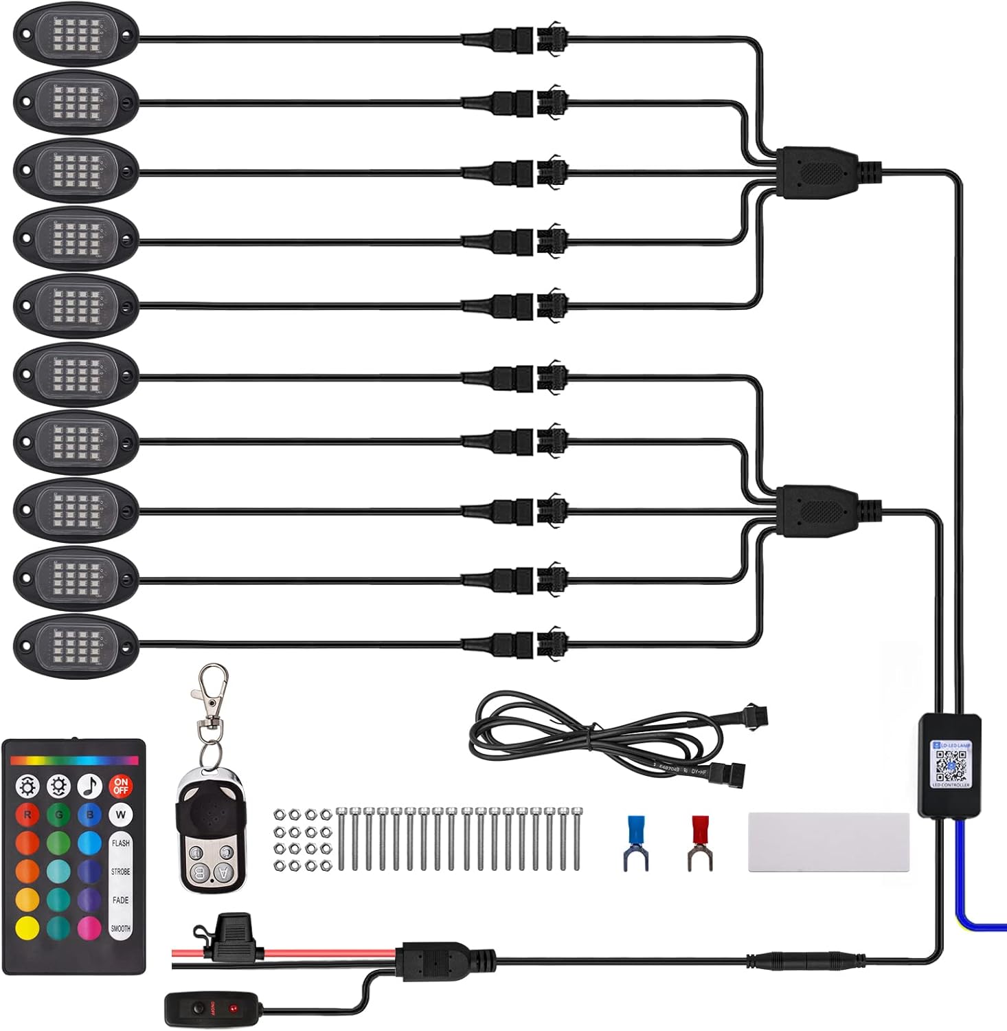Rock Lights Led Rock Lights for Trucks New Generation 160 LEDs RGB Rock Lights Phone APP Control/4 Keys & 24 Keys Remote Control Time/Flash/Music Underglow Light Kit for Trucks Cars SUV ATV (10 Pods) Pack of 2