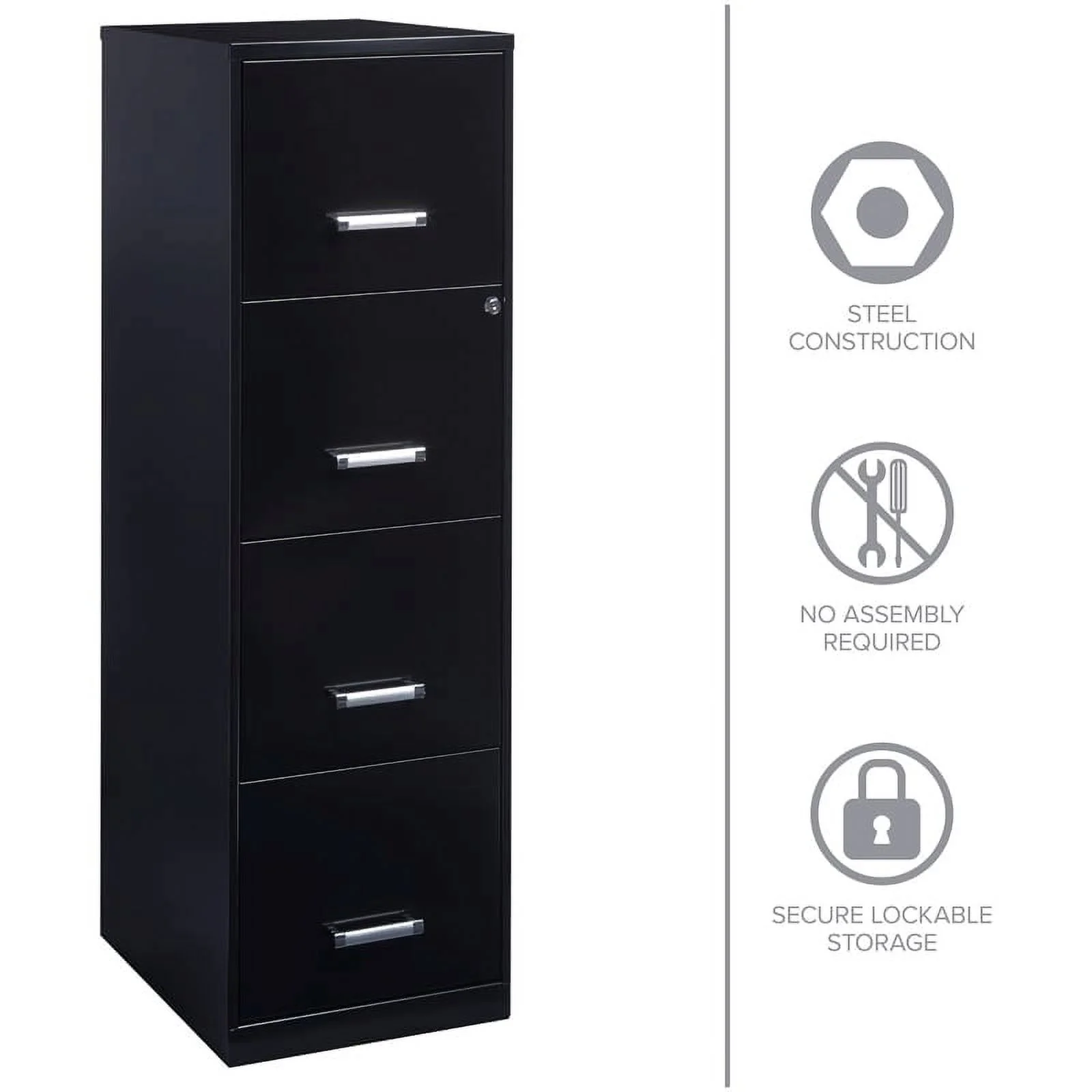 Scranton &amp; Co 18" 4 Drawer Metal Letter File Cabinet in Black