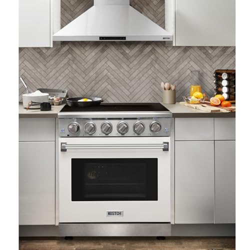 KOSTCH 30 inch Professional Electric Range with 5 Heating Elements Cooktop, 4.55 Cu. Ft. Convection Oven Capacity, Smooth Glass Top, in Stainless Steel, KOS-30RE06H