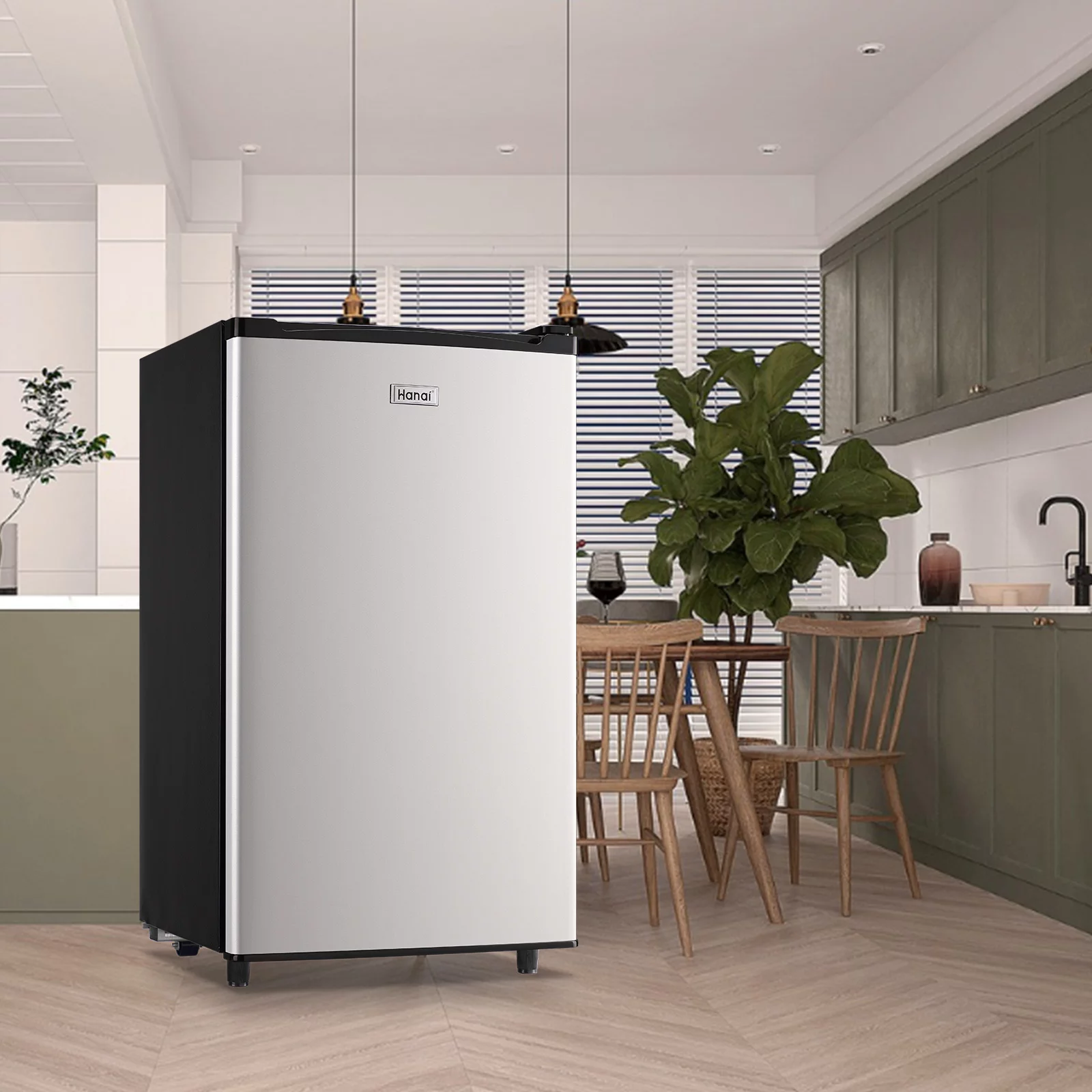 WANAI Mini Refrigerator 3.2 Cu.Ft, Single Door, Adjustable Removable Shelves Refrigerator Suitable For Dorm,Office,Living room Freezer Energy Saving for Garage Apartment Kitchen or Business, Black