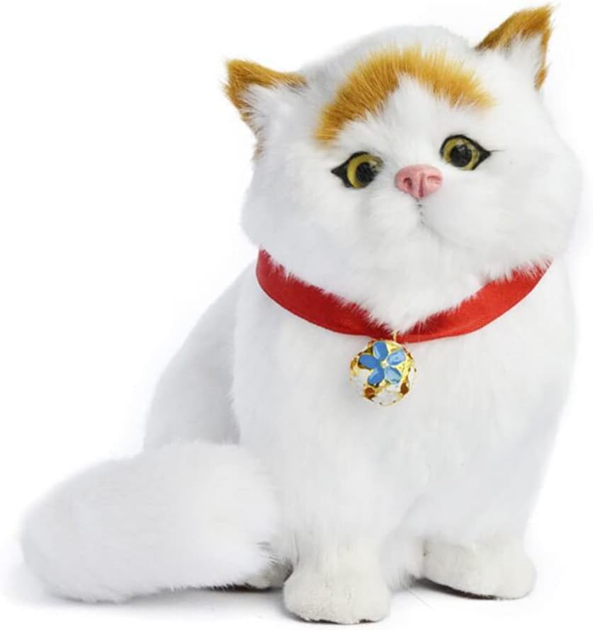 Realistic Chubby cat Plush Gray Tabby Furry Kitten has Meowing Voice as Real cat, Cute Artifical Kitty Plush Animal Decoration of Inside