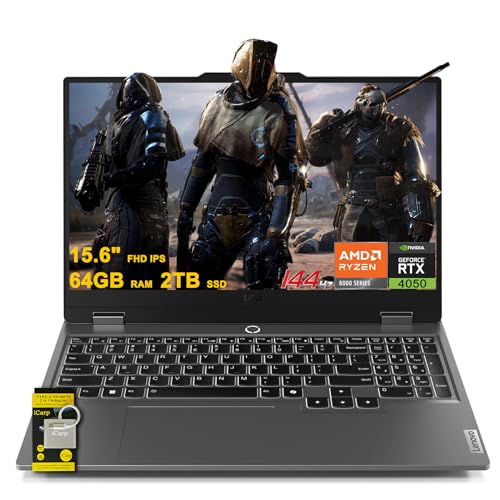 Lenovo LOQ Gaming Laptop 15.6 FHD IPS 144Hz (100% sRGB G-SYNC) AMD Octa-Core Ryzen 7 7435HS (Beats i7-12650H) 16GB RAM 512GB SSD GeForce RTX 4050 Backlit Nahimic Rapid Charge Win11 w/ICP Accessory