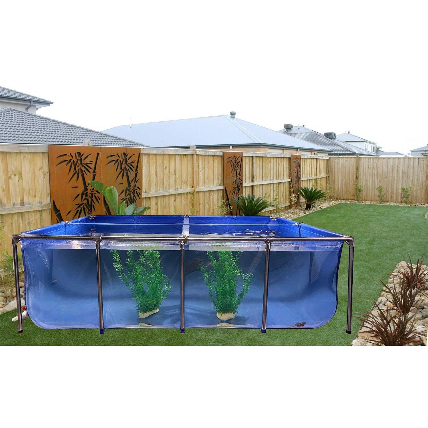 PVC Canvas Fish Pond with Steel Frame,Foldable Water Storage Tank,Aquarium Pool Pond with Transparent Viewing Panel and Drain Valve Used for Display - Pet Supplies online store