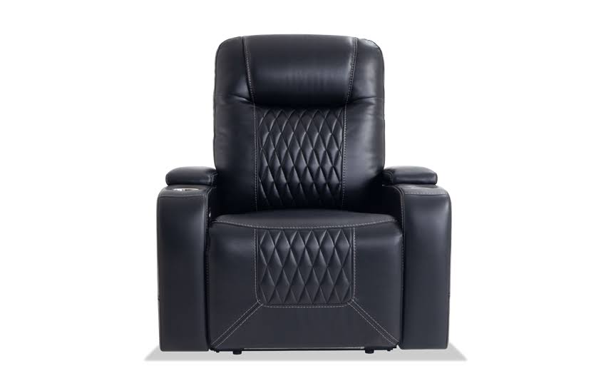 Showtime Home Theater Power Recliner in Black | Memory Foam | USB Port | Contemporary Recliners Polyester/Polyurethane by Bob&s