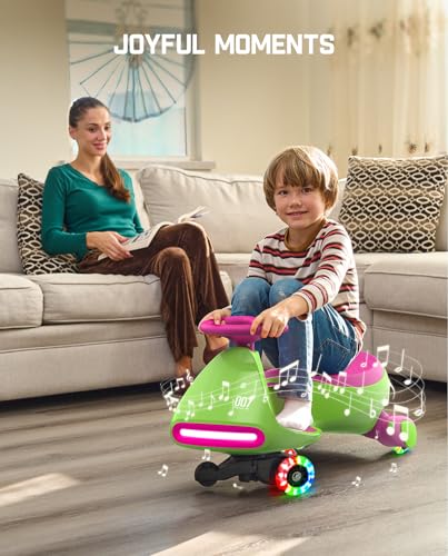 FanttikRide 12V N7 Pro Electric Wiggle Car with Pedal, Rechargeable Battery, CyberWiggle, 2 in 1 Swing Car, 2 Speed, Anti-Rollover, Flashing Wheels, Bluetooth, for Ages 3 and Up, 150 Lbs, Blue