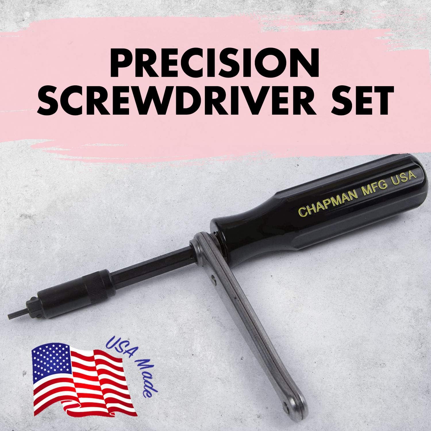 Chapman MFG 7331 All-Purpose Standard Screwdriver Set - Includes Phillips, SAE Allen Hex & Slotted/Flathead Bits, Complete Set Offers 24 USA Made Insert Bits + Mini Ratchet Hand Tool (Desert Tan Case)